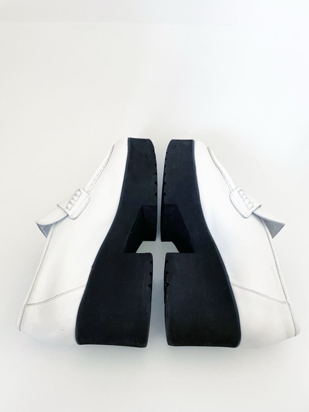 MAJE white leather platform loafers size FR 40 / US 10  chunky shoes Y2K leather - Picture 7 of 11